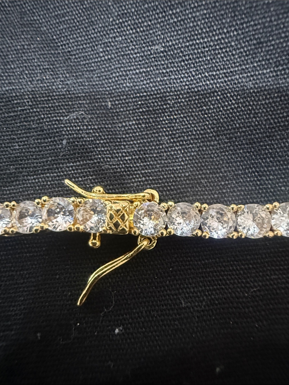 Gold tone Moissanite Tennis Necklace with Clear Stones - - Picture 2 of 2